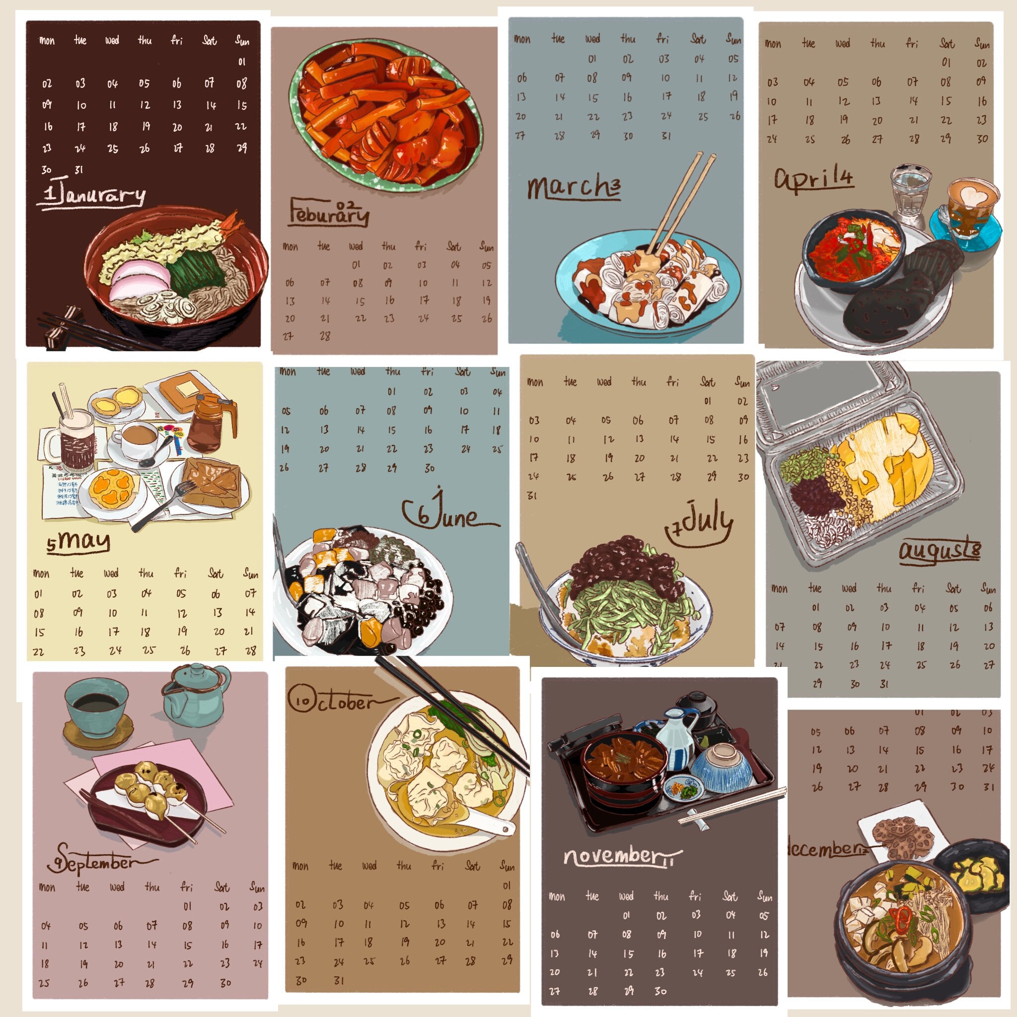 Food Art Print. A6 2023 Food Calendar/art Print/card - Etsy