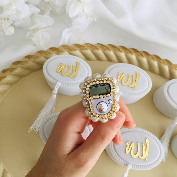 Luxury Islamic Wedding Gift,Islamic Baby Shower Gift,Muslim Gift,Islamic Pearl Tasbeeh Wedding Favor,Electronic Counter