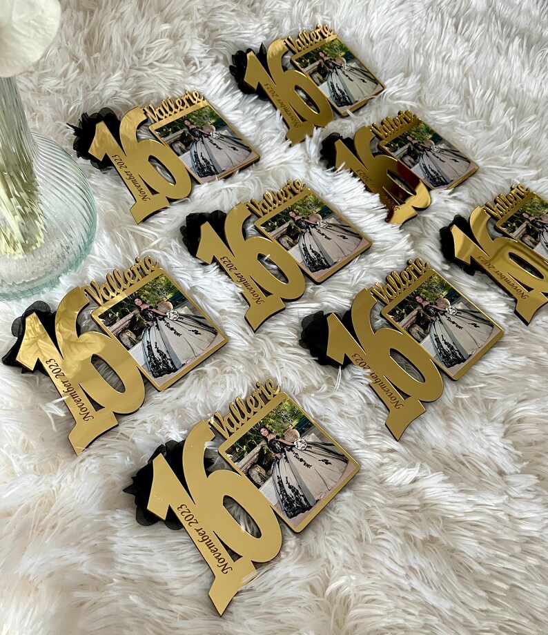 Custom Gold Sweet 16th Photo Magnets, Sweet 16 Photo Frame, 16th ...