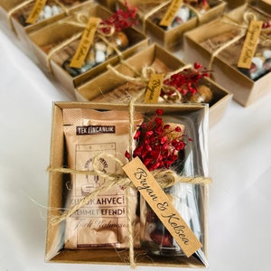 Personalized Turkish Coffee & Chocolate Favor Box: Wedding, Shower Gift