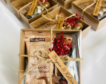 Personalized Turkish Coffee & Chocolate Favor Box: Wedding, Shower Gift