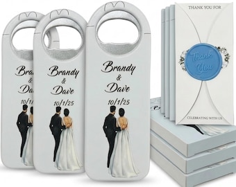 Personalized Wedding Bottle Opener Magnet, Custom Fridge Magnet Favors