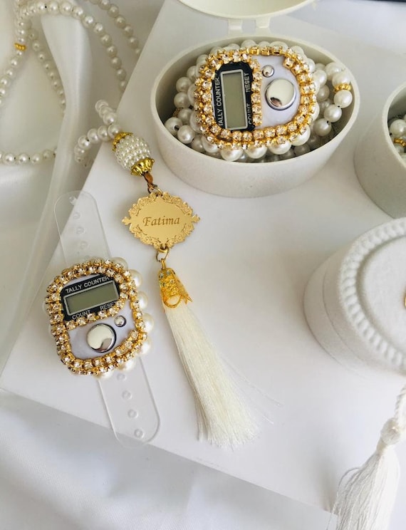 Islamic Gift Set, Digital Tasbeeh Counter Box, Muslim Favors, Ramadan Eid Mubarak, Personalized Pearl Rosary