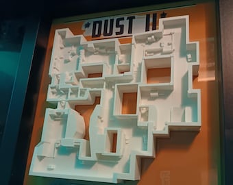 Counter Strike II - ''Dust II'' Mapa de jogo 3D Moldura de parede DIY