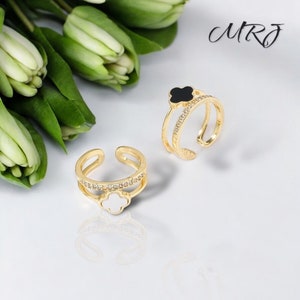 Stunning Four-Leaf Clover Ring – Lucky Charm in Gold, Silver, and Platinum, Fashion Ring Hypoallergenic Jewellery