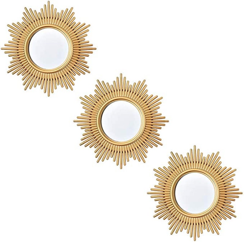 Set of 3 Wallmounted Decorative Mirrors Small Wall Mirror Etsy