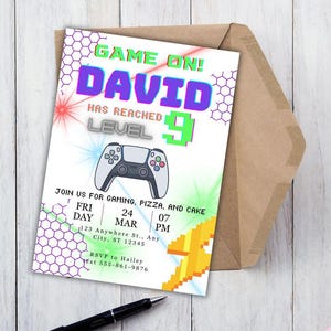 Printable Birthday Party Invitation | Kids Gaming Birthday Party | Video Game Party |  Printable Template | Canva | Kids Birthday | Gamer