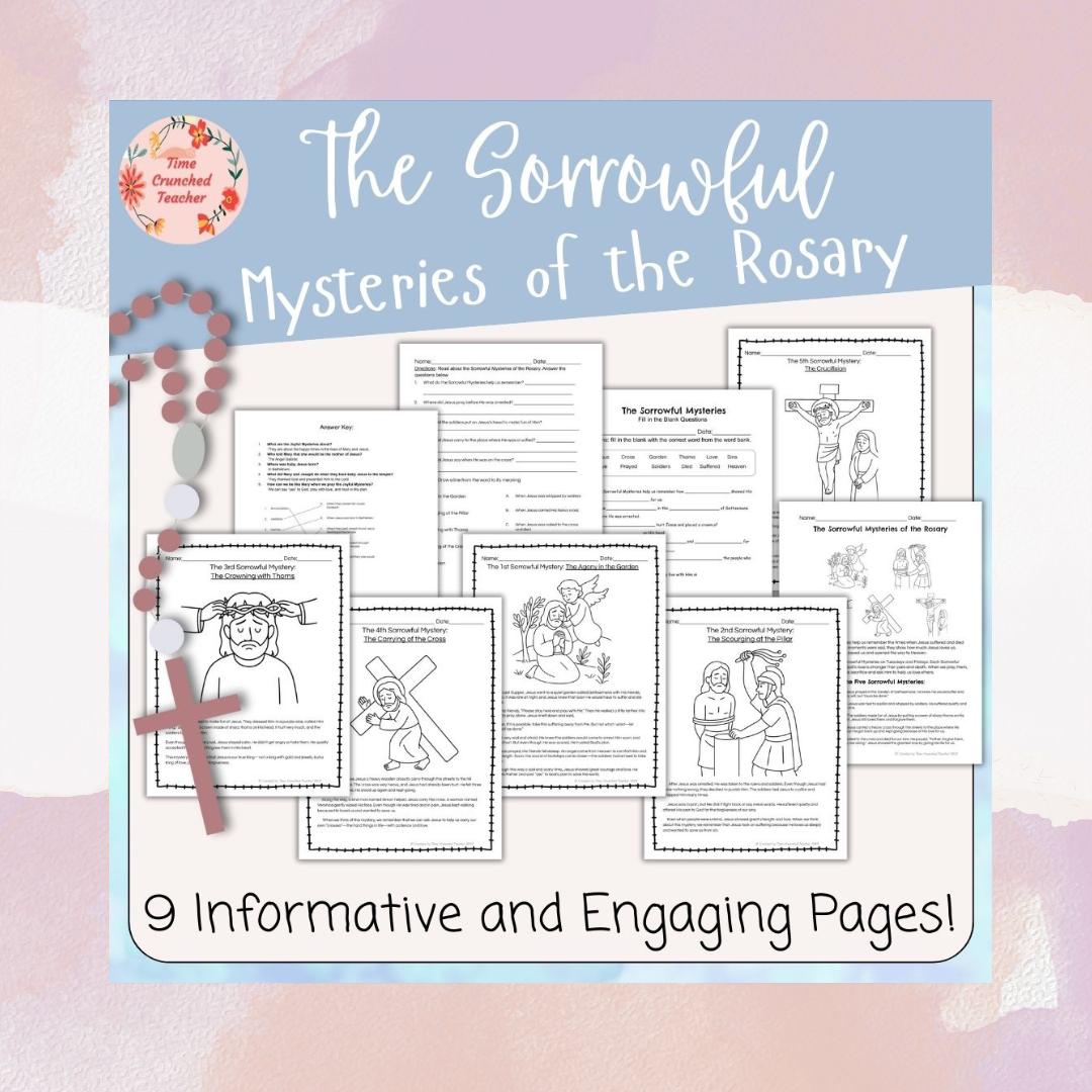 Printable Catholic School Worksheets | the Sorrowful Mysteries of the ...
