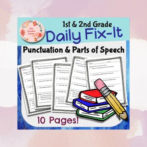 1st Grade Grammar Worksheets | 2nd Grade Grammar Worksheets | Grammar Lesson | Punctuation Lesson | 1st Grammar Writing | Daily Fix It Pages
