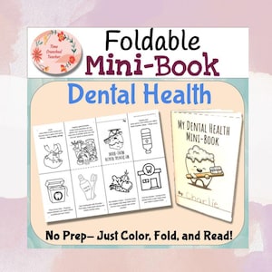 Mini livro de higiene dental para impressão | Saúde bucal para crianças | Artesanato infantil | Lição de saúde bucal | Cuidados com os dentes | Dentes | Download digital