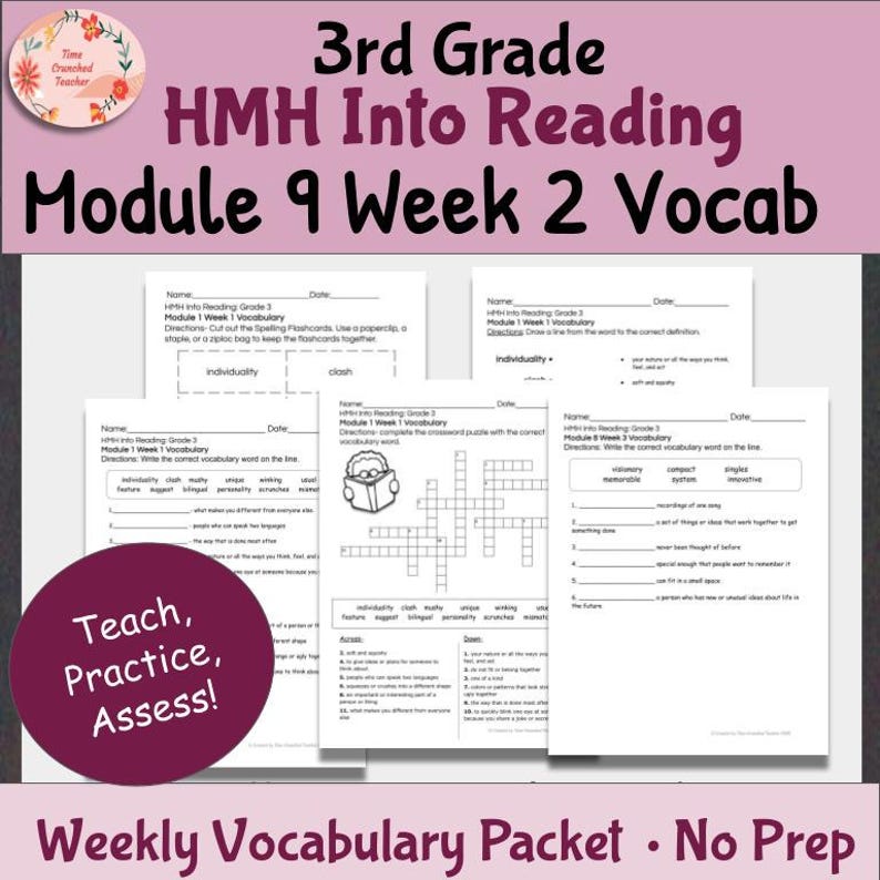 3rd Grade HMH Into Reading Vocabulary Worksheets | Module 9 Week 2 ...