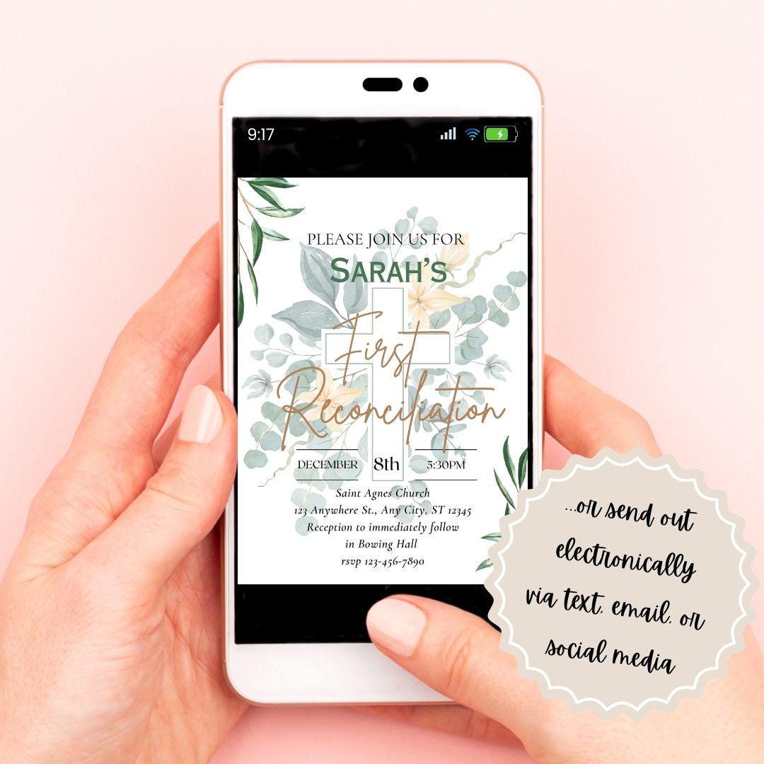 Printable First Reconciliation Invitation | Reconciliation Card ...