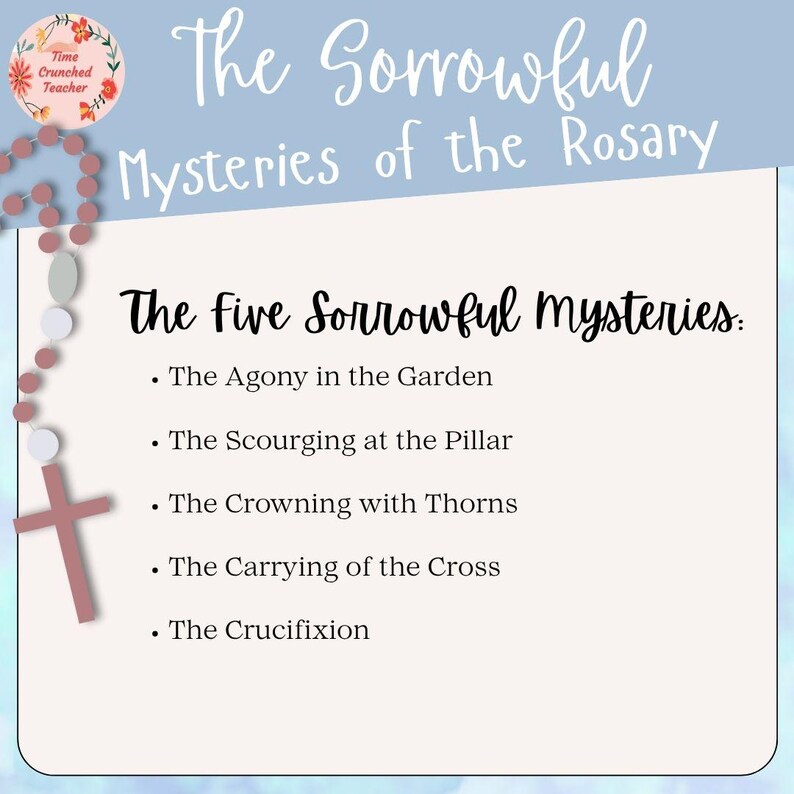 Printable Catholic School Worksheets | the Sorrowful Mysteries of the ...