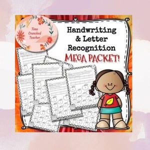 PAQUETE MEGA imprimible de reconocimiento de letras y práctica de escritura a mano con temática de otoño ABC DE MANZANA