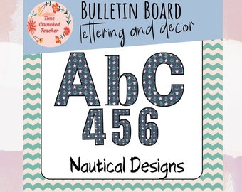 Printable Bulletin Board Lettering | Nautical Bulletin Board | Nautical Themed Classroom Decorations | Printable Nautical Party Decor