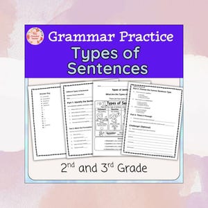 Könnte beinhalten: Lehrblatt-Set mit dem Titel "Grammatikübung: Satzarten" für die 2. und 3. Klasse. Das Set enthält mehrere Seiten mit Übungen zu Satzarten, einschließlich Aussagen und Fragen, mit einem Lösungsschlüssel.