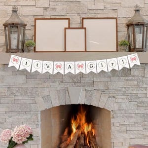 Baby Girl Bunting Banner| Pink Bunting Banner| Baby Shower Banner| Party Banner | Birthday Banner | Instant Download | Girl Baby Shower