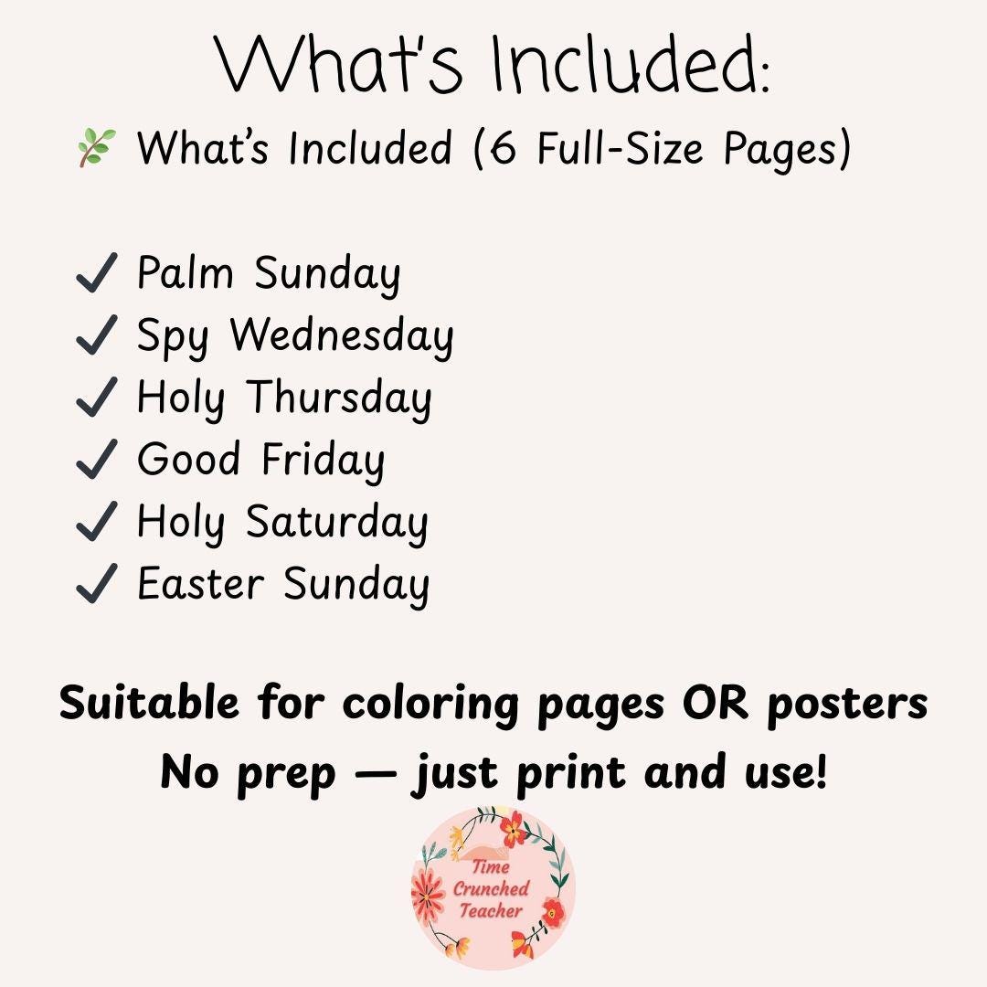 Holy Week Catholic Coloring Pages | Palm Sunday to Easter Sunday ...