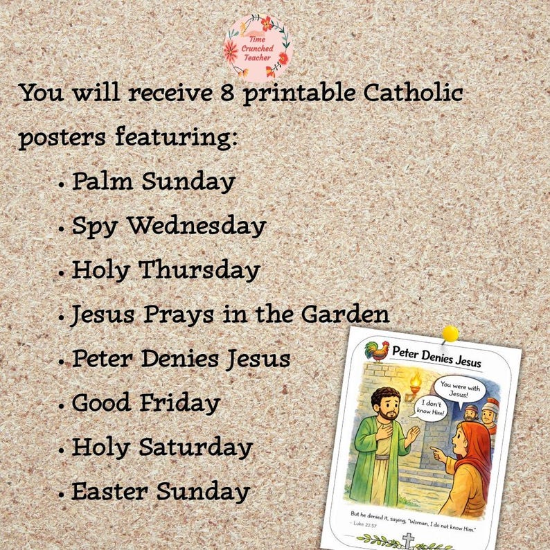 Holy Week Catholic Poster Set | Palm Sunday to Easter Story (digital ...