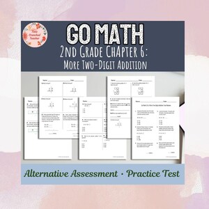 Puede incluir: Una hoja de trabajo imprimible en blanco y negro para matemáticas de 2º grado, titulada "Go Math 2nd Grade Chapter 6: More Two-Digit Addition". La hoja de trabajo incluye una variedad de problemas que implican la suma de números de dos dígitos.