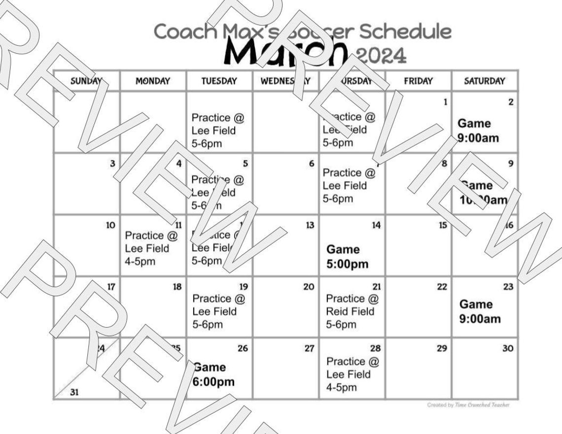 Customizable March 2024 Calendar Templates Personalize and Print Etsy