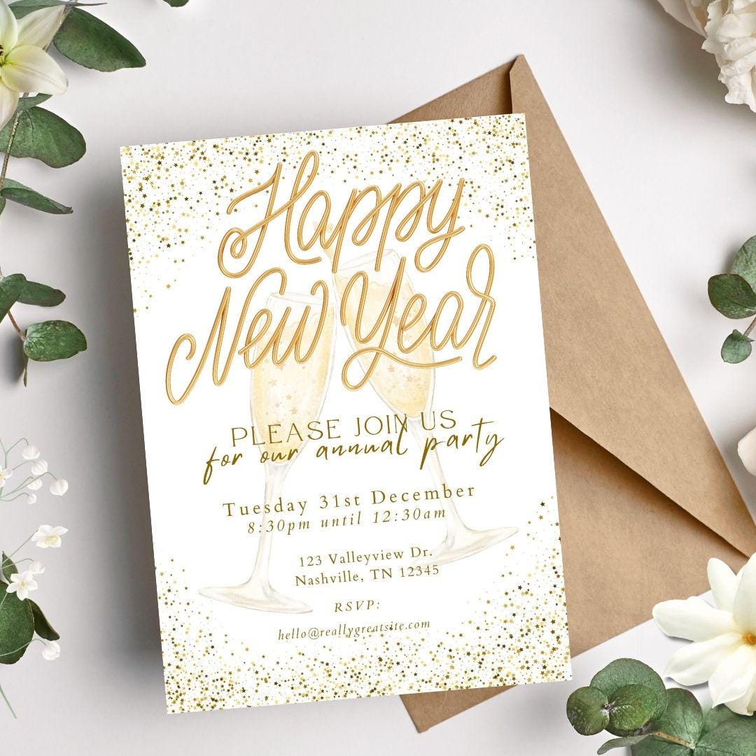 Printable New Years Eve Party Invitation | New Years Party Template ...