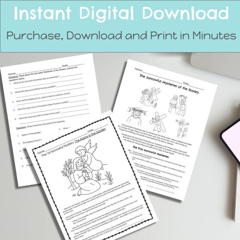 Printable Catholic School Worksheets | the Sorrowful Mysteries of the ...