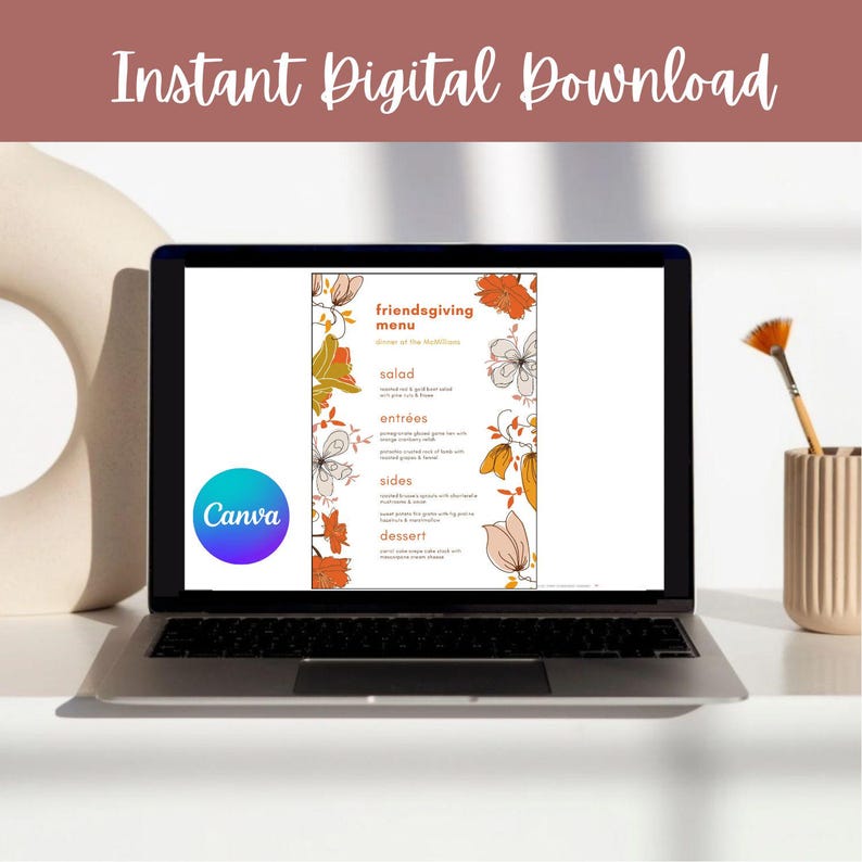 Editable Friendsgiving Menu Template Thanksgiving Dinner Menu