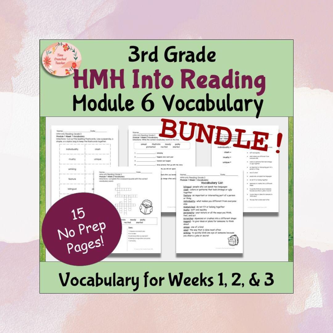 3rd Grade HMH Into Reading Module 6 Vocabulary Worksheets Bundle (weeks ...