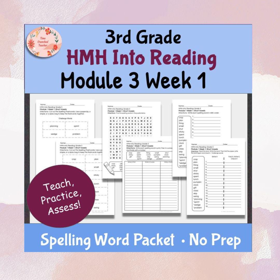 3rd Grade Spelling Worksheets | HMH Into Reading Module 3 Week 1 (PDF ...