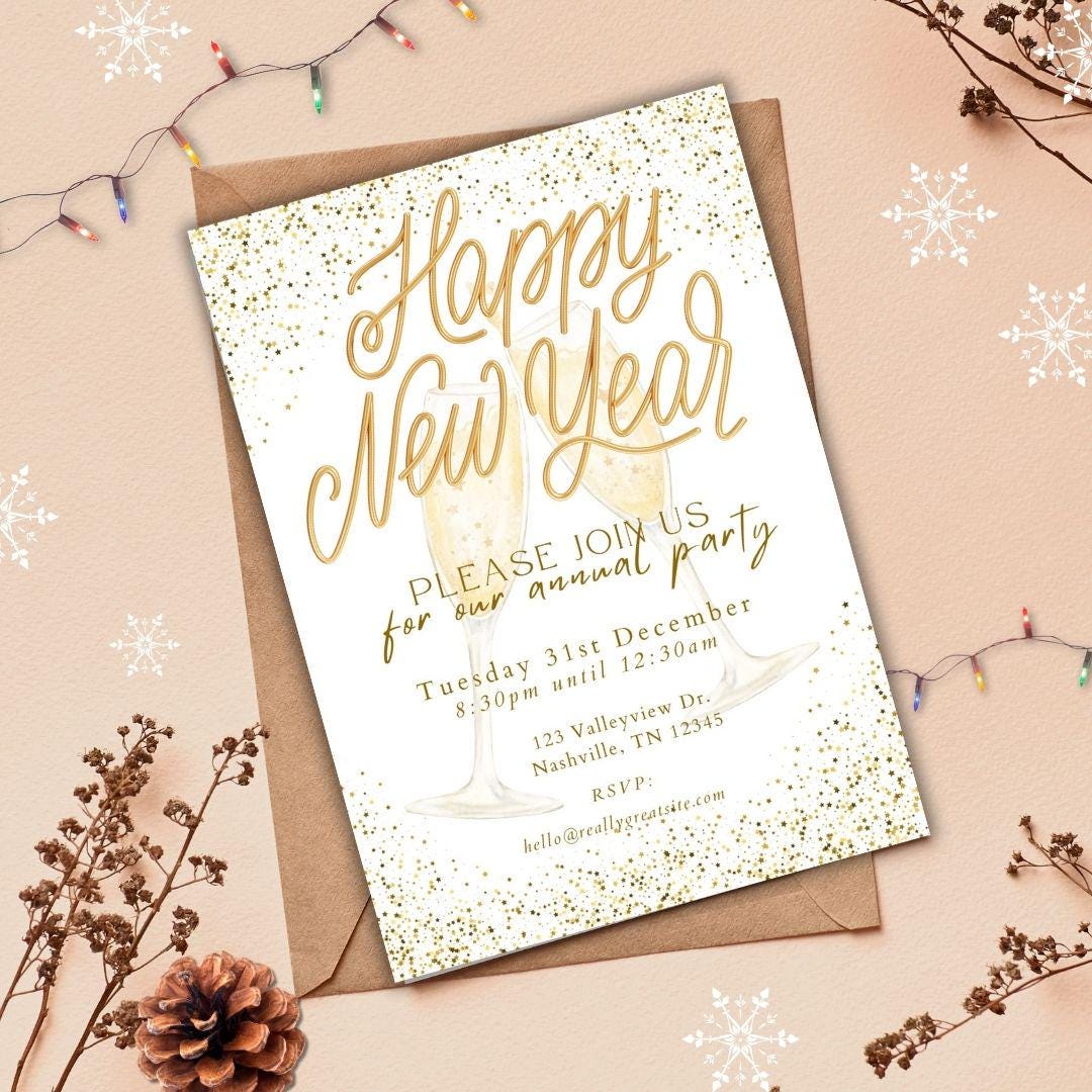 Printable New Years Eve Party Invitation New Years Party Template ...