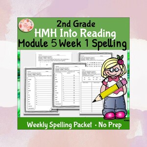 2nd Grade HMH into Reading Spelling| Module 5 Week 1 | Printable ELA worksheets for 2nd Graders | Spelling Lists for home practice