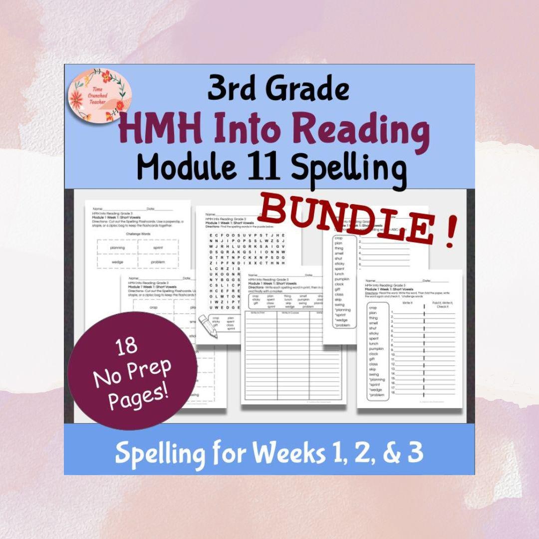 3rd Grade HMH Into Reading Module 11 Spelling Worksheets Bundle (weeks ...