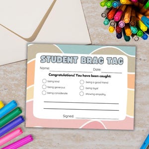 Afdrukbare pastelkleurige opvullabels | Notitiekaarten voor leraren | Vrolijke noot | Docent Oudercommunicatie | Digitale download | Afdrukbaar