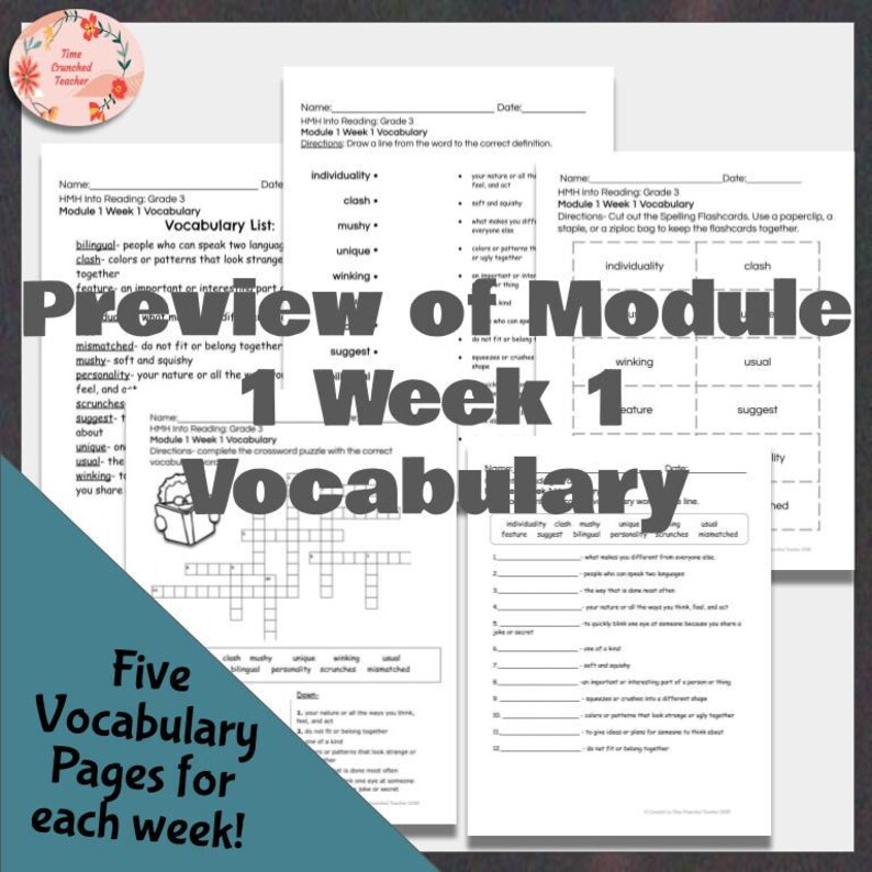 3rd Grade HMH Into Reading Vocabulary Worksheets | Module 6 Week 2 ...