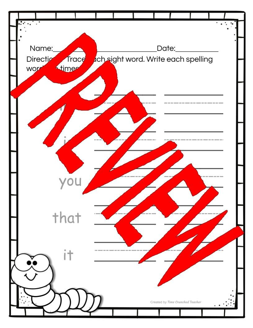 Kindergarten Sight Word Practice: 9 Pages of Quality Sight - Etsy