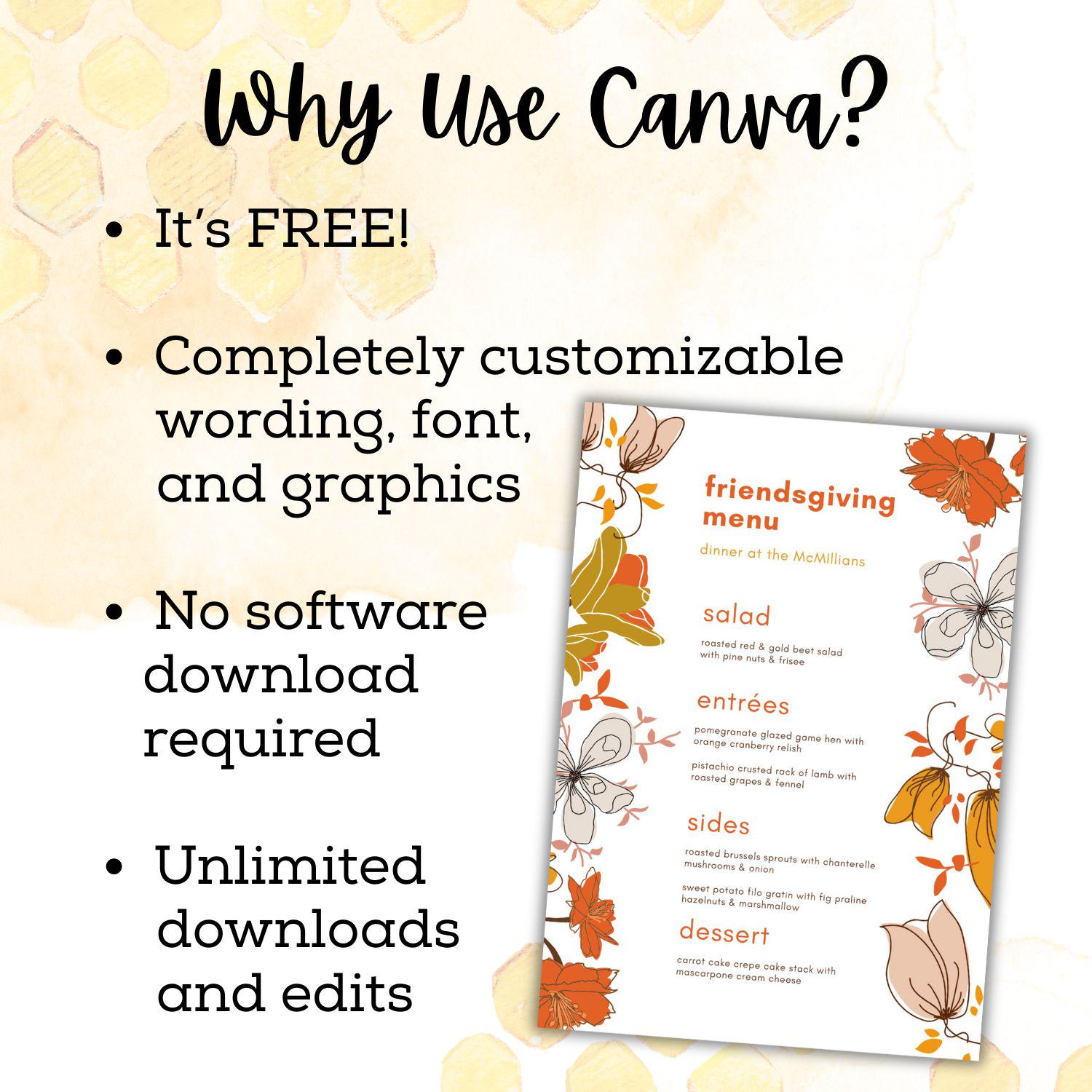 Editable Friendsgiving Menu Template Thanksgiving Dinner Menu