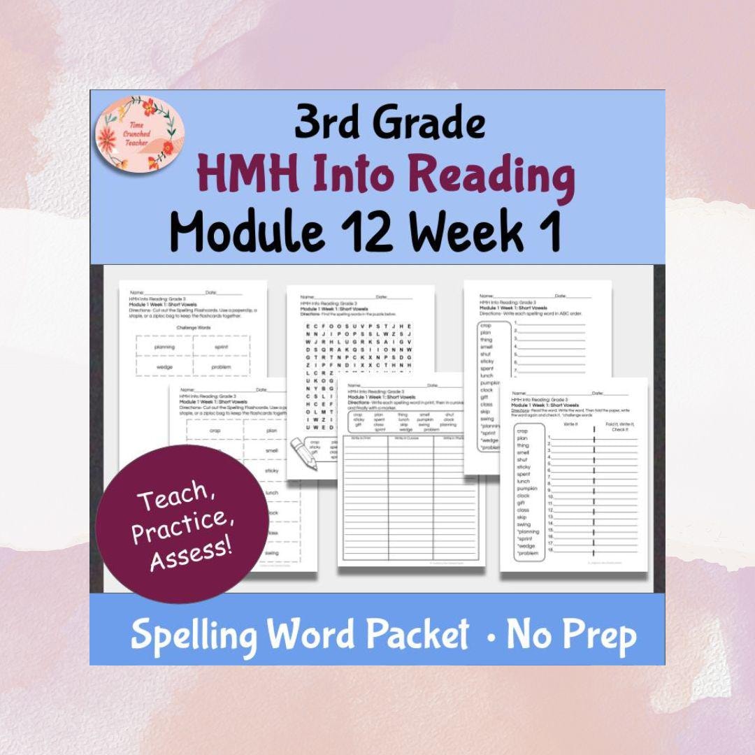 3rd Grade HMH Into Reading Spelling Worksheets (module 12 Week 1) - Etsy