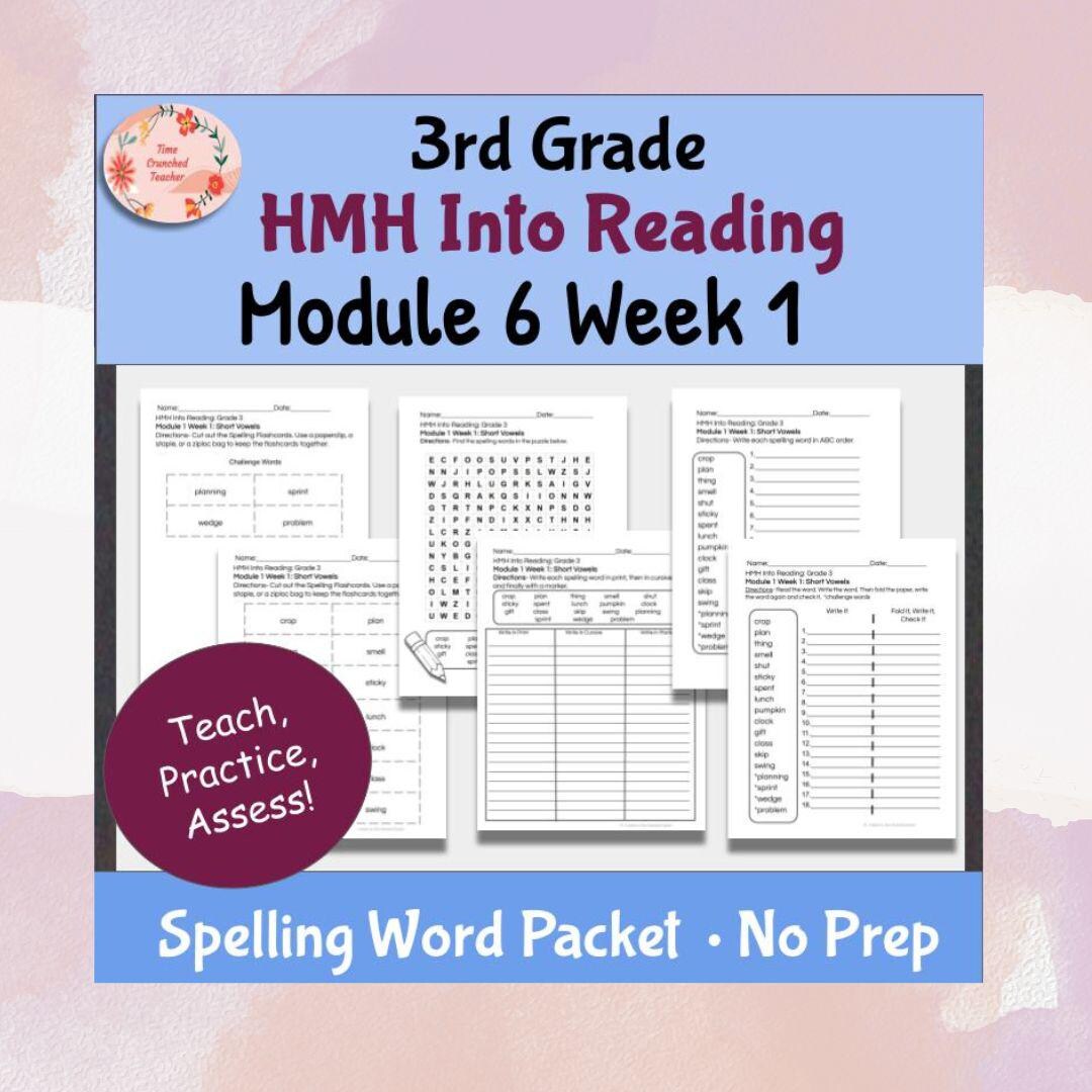 3rd Grade HMH Spelling Worksheets | Module 6 Week 1 (no Prep) - Etsy