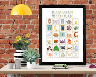 Ramadan Advent Calendar Printable, Ramadan Digital Download, Ramadan Decor, Eid Decor, Ramadan Wall Art
