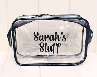 Clear Make up Bag, Clear Cosmetics Bag, Clear Toiletries Bag, Personalised, Hand Luggage Accessory, Travel