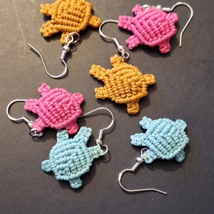 Macrame turtle earings | gift for her/kids | mother&#39;s day | valentine&#39;s day | turtle | christmas gift | hook | clip on
