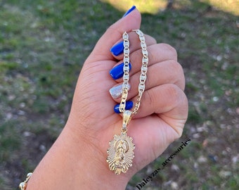 Virgen de Guadalupe gold plated necklace 14k