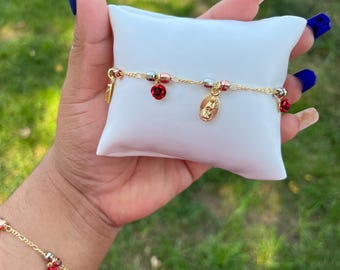 virgen de Guadalupe gold plated adjustable bracelet 14k