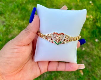 Virgen de Guadalupe gold plated bracelet 14k