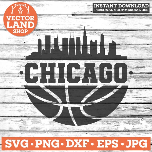 Chicago Basketball Svg, Chicago Svg, Basketball Team Logo, Basketball Svg, Chicago Skyline, Chicago City, MA Svg, Vector Cut Clipart.