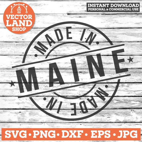 Made in Maine Svg, Maine Svg, United States Svg, Maine State Svg, Maine Love Stamp svg, Maine Seal Silhouette, Maine Postmark Vector Design.