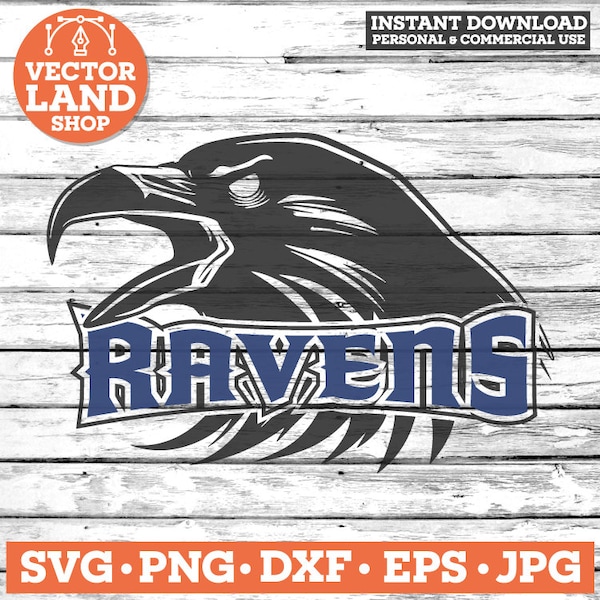 Crow Svg, Raven Svg, Ravens Png, Crow Head, Mascot Sport, Ravens Clipart, Crow Silhouette, Halloween Svg, Gothic svg, Raven logo.