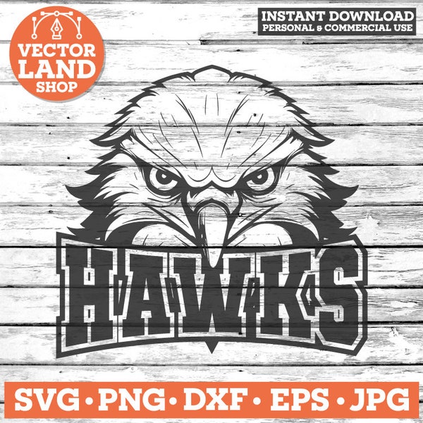 Hawks Svg, Falcon Svg, Hawk Png, Hawk Head, Mascot Svg, Hawks Clipart, Hawk Silhouette, Sea Hawk Svg, Hawks svg, Team Spirit, Hawk Vector.