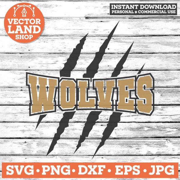 Wolves Svg, Spirit Team, Team Logo, School Team, Mascot Svg, Baseball Svg, Wolves Png, Basketball svg, Football Svg, Wolf Svg, Claw stripes.